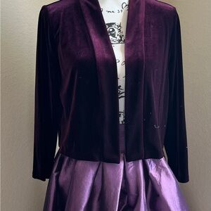 💜3 Pc SET - Elegant Purple Satin Skirt w/ cropped jackets/ boleros
